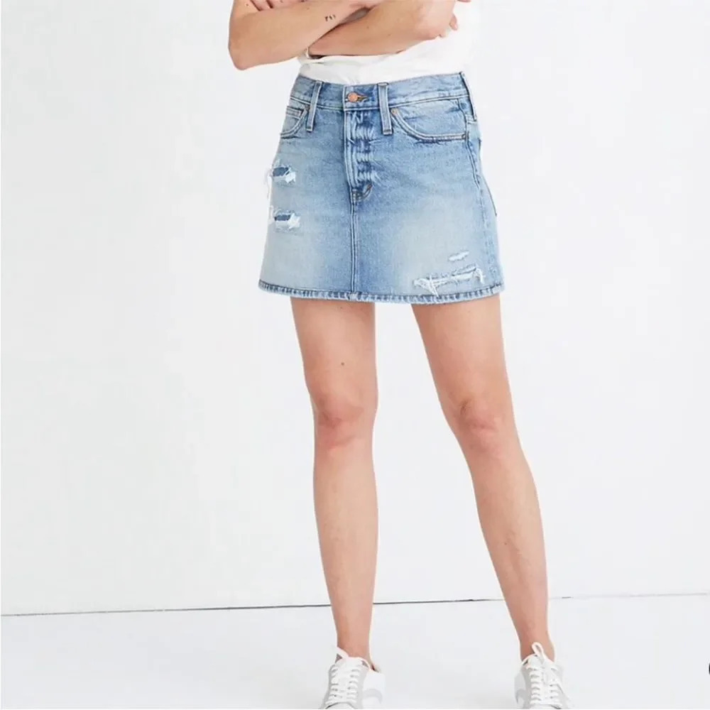Madewell Rigid Denim Straight Denim Skirt Blue Size S